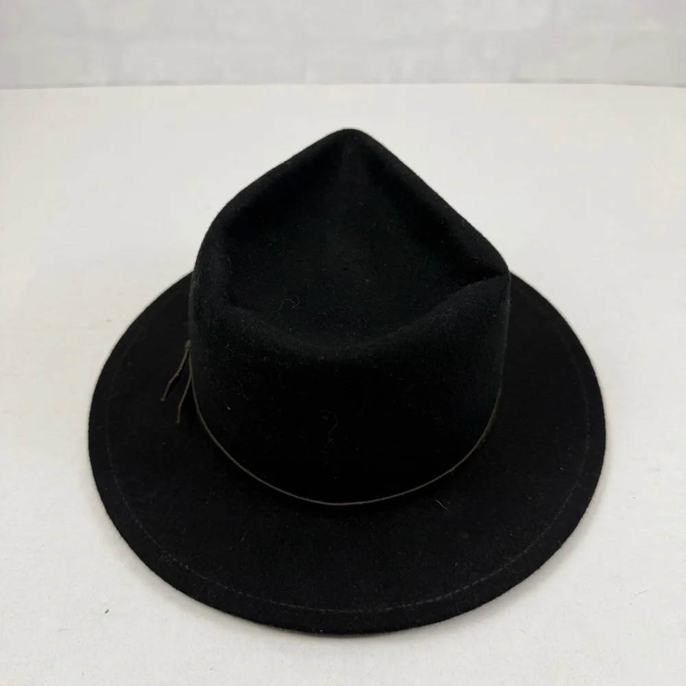 Yellow 108 Luke Fedora Black Wool Felt Hat Size Large Made‎ in USA